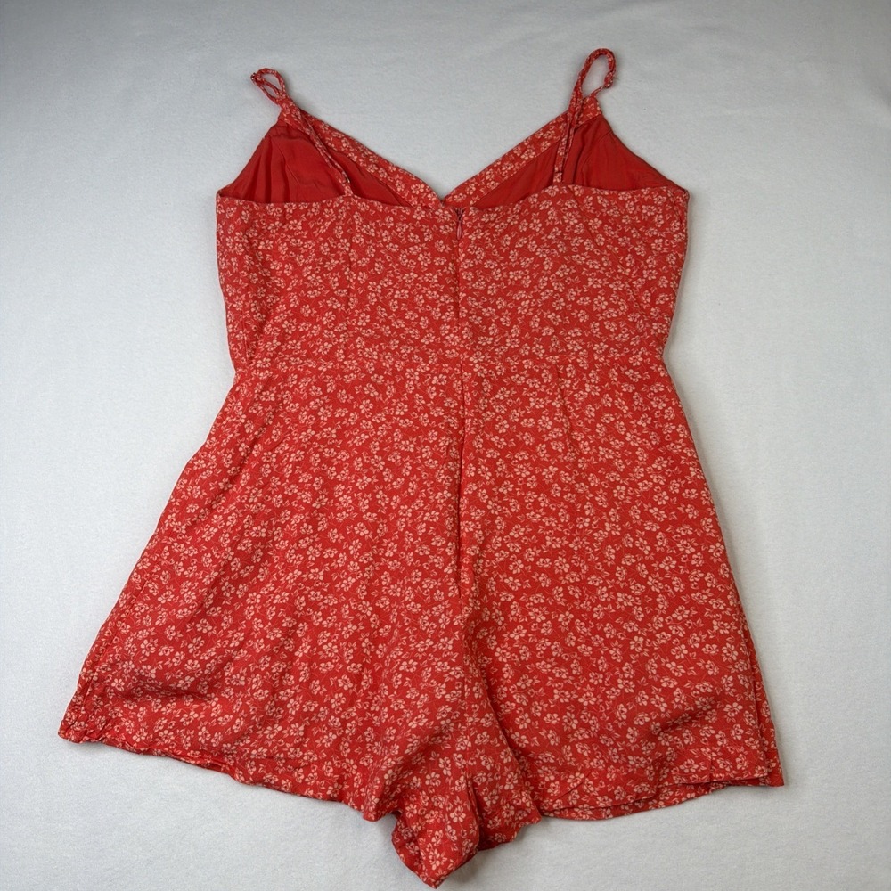 Lulu's Women's Floral Romper Medium Orange Rayon Button Front Sleeveless Boho - Picture 5 of 11